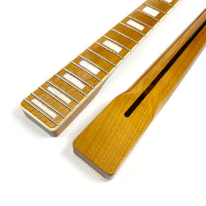 Manche de guitare électrique en érable rôti 21 frettes de rayon de 9.5 pouces TE TL avec incrustation de bloc et reliure blanche - Product Image 1