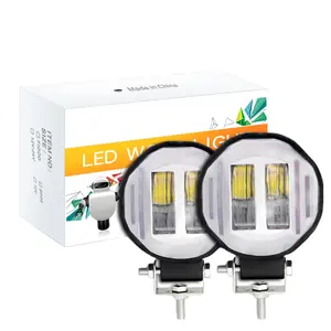 3 polegadas 24W CONDUZIU a Luz do Trabalho Local LEVOU Advertência Strobe Luz Motocicleta Farol Offroad 4x4 LEVOU Retrofit luz com pisca de drl