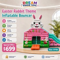 Château gonflable sur le thème du lapin de Pâques, structure gonflable en PVC avec toboggan, 6 x 4 m, pour location de fête en plein air