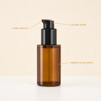 Flacon en verre ambré brun personnalisé avec logo, 30 ml, 50 ml, 100 ml, pour sérum de soin de la peau, avec bouchon pompe, pour désinfectant pour les mains et le visage