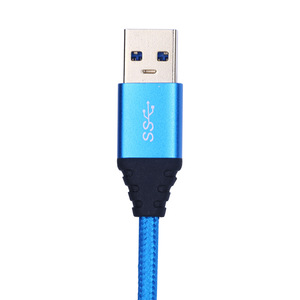 Cable de datos USB 3.0 a Micro USB trenzado azul para conexión de teléfono móvil - Product Image 5