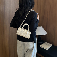 Sac à main rectangulaire matelassé rétro pour femme, petit sac à bandoulière tendance avec sangle détachable, doublure en polyester, sac bandoulière quotidien