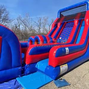 Commercial inflatable obstacle party robot assault courses quality inflatable obstacle run course bounce house for kids adults