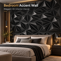 Panneau mural en PVC géométrique 3D noir, revêtement mural décoratif insonorisant pour salon, chambre, hôtel, bureau, intérieur