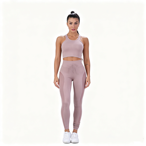Set Yoga Personalizzato per Donne, Top e <span class=keywords><strong>Leggings</strong></span> per Fitness e Corsa, Completo Sportivo Senza Cuciture - Product Image 1