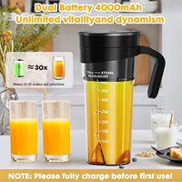 Draagbare USB-C oplaadbare blender fruitsapcentrifuge met roestvrijstalen messen, IPX7 waterdicht, geschikt voor auto en camper, 460 ml capaciteit, lange batterijduur