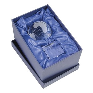 Acrylic <b>Globe</b> <b>World</b> Trophy with 6 cm Diameter 4 cm High Base Made of Crystal and Metal for Welcome Gifts - Product Image 2