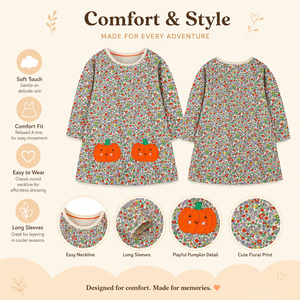 Vestito per Bambine, Gonna a Fiori per Bambine Piccole e Medie, Gonna Principessa con Ricamo a Zucca per Halloween - Product Image 1