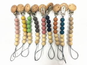 Vente en gros de chaîne de sucette pour bébé DIY Jouets de dentition Accessoires Animal en bois de hêtre Éléphant Pince factice naturelle - Product Image 6