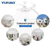Ventilateur de plafond LED rétractable de 50 pouces avec télécommande, moteur DC dimmable, pour salon et salle à manger, fabrication OEM ODM