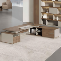 Ensemble de bureau de direction moderne et luxueux, durable, avec bibliothèque assortie et panneau de rangement LED, garantie de 10 ans