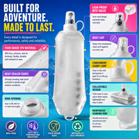 Gourde souple en TPU sans BPA 250 ml 500 ml pliable avec valve de boisson en silicone pour course à pied et marathon de trail