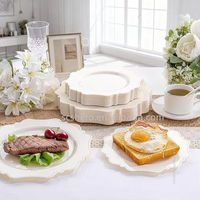 Assiettes jetables élégantes en plastique de qualité alimentaire, résistantes et anti-fuite, 10,25/7,25 pouces, pour fêtes, mariages, banquets, dîners/desserts