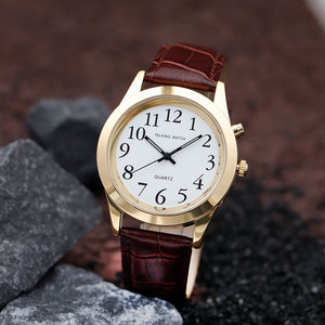 Orologio da polso parlante per vecchi orologi in vera pelle ciechi nuovo modello in lega Unisex affascinante orologio parlante al quarzo analogico - Product Image 3
