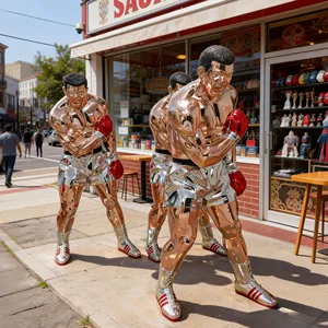 Nueva Llegada: Estatua de Boxeador a Tamaño Real, Figura de Fibra de Vidrio de Personaje Famoso, Escultura de Ali con Resina Electrochapada, Artesanía <span class=keywords><strong>Mundial</strong></span> - Product Image 1