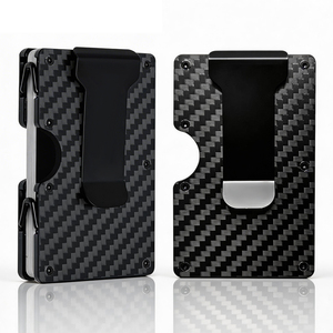 Portafoglio Sottile Minimalista per Uomo con Blocco RFID, Porta Carte in Metallo Leggero per Tasca Frontale, Portafoglio in Fibra di Carbonio con Fermasoldi - Product Image 1