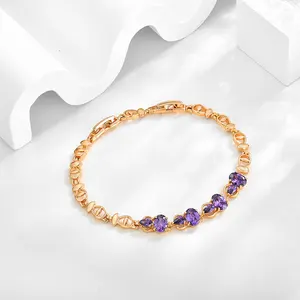 Nouveau Unique Innovant Bijoux De Mode Bracelet Fin 18k Or Rose Plaqué Bracelet Bijoux violet Zircon Bijoux Pour Femmes