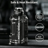 Bouteille d'eau sport 2L avec bandoulière, grande gourde carrée avec paille, gourde anti-fuite pour la salle de sport et l'entraînement