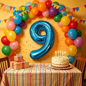 Party Love Balloon Numero Blue N9 100cm 12 pcs Bag for celebrating ages, anniversaries, or themed events - Product Image 3