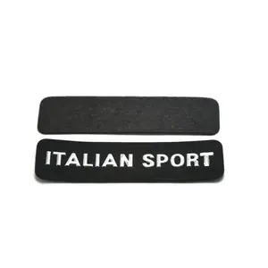 Raised Logo PVC Rubber Material Patch Hook and Loop Fastener Tape Sleeve Tab for Jacket Cuff