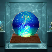 Veilleuse en cristal 3D gravée au laser avec base en plastique LED, décoration de chambre, cadeau