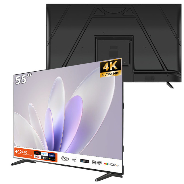 R&E Top Rated 55 Inch LED Smart TV 4K UHD HDR Android WiFi for Frameless Flat Screen Display Luxury Home