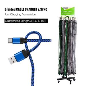Cable <span class=keywords><strong>USB</strong></span> trenzado de nailon de carga rápida OEM de fábrica <span class=keywords><strong>1M</strong></span> 2M 3M para I Phone 11 12 13 14 Cables de transferencia de datos - Product Image 2