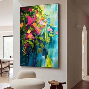 Pintura al Óleo sobre Lienzo Hecha a Mano, Pintura Texturizada, Flores de Verano, Pintura Abstracta, Decoración de Pared Brillante para el Hogar y la Galería - Product Image 2