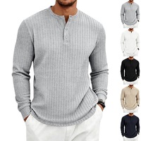 2026 Style Américain 230g Tricoté Épais Homme Polyester/Spandex Extensible Rétro Uni Décontracté Coupe Ample Manches Longues