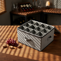 Boîtes de rangement pour verres à vin gris, design pliable, capacité de 12 verres à vin rouge et blanc, empilables, anti-poussière, en polyester
