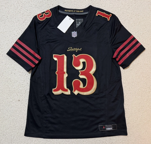 Nouveau <span class=keywords><strong>maillot</strong></span> des rivalités de <span class=keywords><strong>San</strong></span> <span class=keywords><strong>Francisco</strong></span> 2026 # <span class=keywords><strong>Maillot</strong></span> de football américain brodé 13 Brock Purdy Christian McCaffrey George Kittle Bosa - Product Image 2