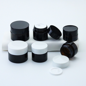 In Stock <strong>Wholesale</strong> 5ml <strong>Amber</strong> clear Frosted Mini Glass <strong>Jar</strong> with Black White Silver Gold Lid for Lip Balm (GJM10-5) - Product Image 1