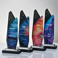 Trophée de cristal personnalisé avec fond modifiable Trophée de récompense avec impression UV Prix de champion personnalisé