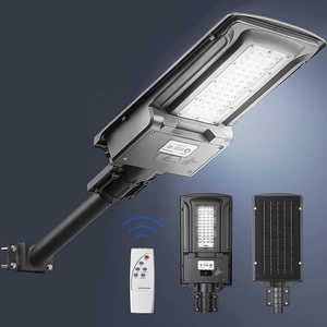 Lámpara Solar para Calle de 150W con Control Remoto, Sensor de Movimiento PIR, Luz LED para Estacionamiento, Encendido al Anochecer, Apagado al Amanecer, Impermeable, con Poste - Product Image 1