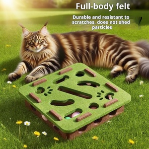 环保经典卡通现代猫玩具拼图迷宫洞毛毡盒戏弄铃铛球耐用咀嚼 - Product Image 2