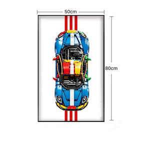 Without Lighting <strong>Bricks</strong> Car Display Frame Building <strong>Block</strong> Wall Art 50x80cm for Race Car Model Wall Mounted Plastic Model Showcase - Product Image 4