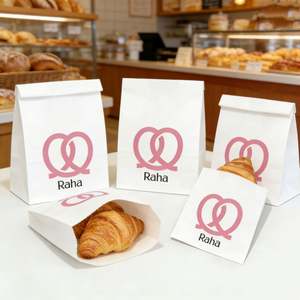 Custom Disposable Proof Glassine pink Waxed <b>Bags</b> Biscuit Pastry <b>Cookie</b> Popcorn Packaging Food Safe Paper <b>Bag</b> Pink logo - Product Image 1