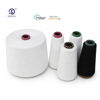 Fil à chaussettes 100% polyester vierge blanc brut, filé à anneaux et filé en cœur, 30/1 30/2, pour machine à tricoter, vente en gros