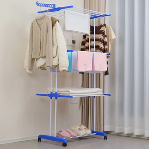 Séchoir à linge sur roulettes pliable à 4 niveaux, 68,1 pouces de hauteur, en acier, avec chariot de séchage à roulettes - Product Image 6