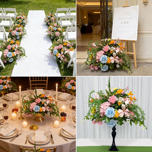 Rosas Azules Artificiales de Seda Suave y Coloridas, Hortensias Rosas Realistas, Decoración Moderna para Bodas - Product Image 2