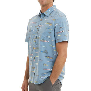 Chemise de pêche entièrement boutonnée en nylon recyclé sublimé Brandsun, avec fermeture à boutons perlés et impression intégrale motif poisson, personnalisable. - Product Image 4