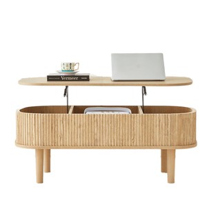 Cross-border best-selling wooden coffee <b>table</b>, simple height-adjustable <b>folding</b> coffee <b>table</b>, floor-standing minimalist style - Product Image 3
