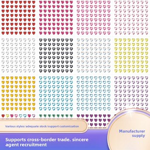 Autocollant de <span class=keywords><strong>tatouage</strong></span> temporaire en forme de cœur personnalisé avec pierres précieuses, maquillage sexy pour le visage à la française, strass imperméables, <span class=keywords><strong>tatouage</strong></span> temporaire mignon pour filles - Product Image 1