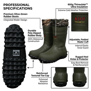 Waders isolés en néoprène 5 mm camouflage pour la chasse au canard en extérieur, avec bottes intégrées 600g Thinsulate, camouflage pour la chasse - Product Image 4