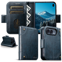 SUTENI untuk iPhone Duo Casing Ponsel Magnet Buckle Card Holder Stand Flip Cover Dompet Kulit Imitasi