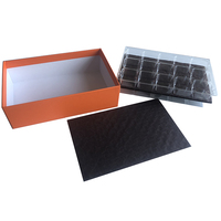 Plateau en plastique à l'intérieur, estampage à chaud personnalisé, logo, boîtes cadeaux rembourrées en papier pour l'emballage du chocolat