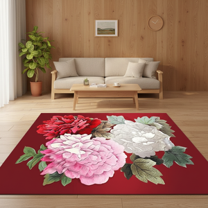 <span class=keywords><strong>Tappeto</strong></span> Floreale <span class=keywords><strong>Rosso</strong></span> <span class=keywords><strong>e</strong></span> Tappeti Tufted Lavabili Antiscivolo con Stampa Vintage Effetto Invecchiato su Richiesta per Soggiorno, Camera da Letto, Ingresso - Product Image 1