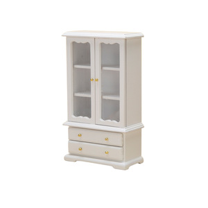 1:12 bricolage en bois maison de poupée à trois couches Double porte bibliothèque vitrine avec salon meubles jouet Style - Product Image 6