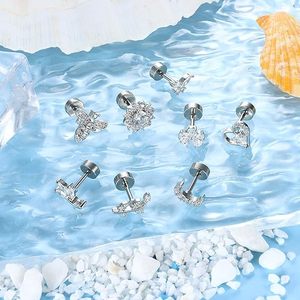 Boucles d'Oreilles Cartilage en Acier Inoxydable pour Femmes et Hommes à Dos Plat Tragus Lune Cœur Abeille Papillon Boucles d'Oreilles <span class=keywords><strong>Helix</strong></span> Piercing Bijoux - Product Image 5