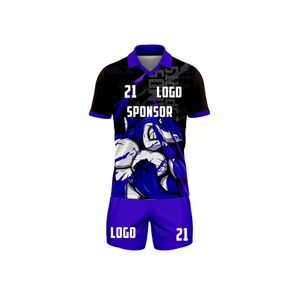 Unisex custom polyester voetbaltenue met digitale print, topmodel voetbalkleding voor volwassenen, inclusief naam- en teamlogo-print. - Product Image 2